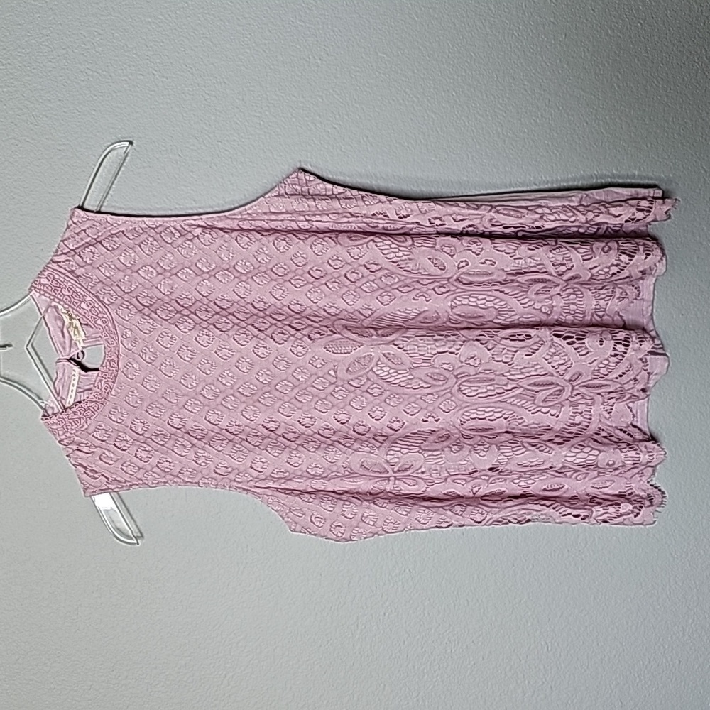 Rewind Sweet Romantic Girly Rodeo XXL Sleeveless Mock Neck Lace Lavender Top